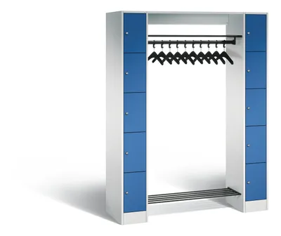 Produktbild von C+P Offene Garderobe, H1950xB1430xT480mm, 7035/5010