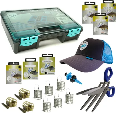 Immagine prodotto di JVS Set completo per esche vive - 18 pezzi - Include: supporti, esche vive, forbici a coclea, contenitore