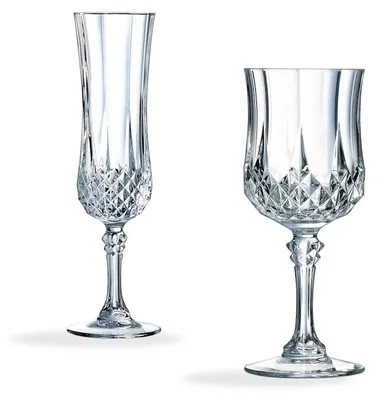 Image de Ensemble 16 verres à pied et flûtes Longchamp - Cristal d'Arques