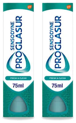 Immagine prodotto di 2 tubetti di dentifricio Sensodyne Proglasur Fresh & Clean - 75 ml - confezione - 2 pezzi