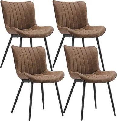 Productafbeelding van Famanu Eetkamerstoelen, set van 4 - Comfortabele en ergonomische stoelen van kunstleer