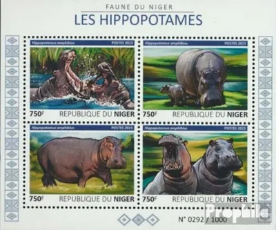 Produktbild von Briefmarken Niger 2015 Mi 3807-3810 Kleinbogen (kompl. Ausg.) postfrisch Flusspferde