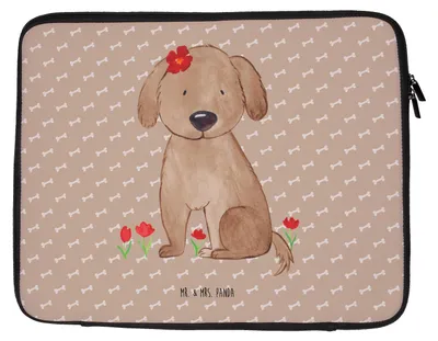 Produktbild von Mr. & Mrs. Panda Hülle Laptop Hund Dame 27 x 36 cm - Hundeglück - Geschenk, Hundeliebe, Sprüche, Sleeve, Laptoptasche, Liebenswert, Tasche, Hunde, Laptophülle, Liebe