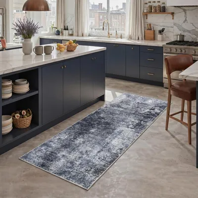 Productafbeelding van Modern, abstract vloerkleed voor de keuken, 80x150 cm, wasbaar, antislip
