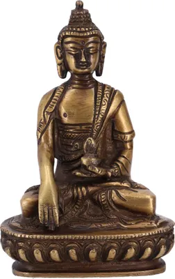 Produktbild von Buddha Statue aus Messing Bhumisparsa Mudra 14 cm - Modell 5, Gold, Buddhas