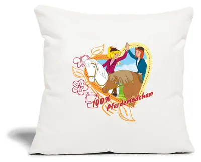 Produktbild von Spreadshirt Bibi Und Tina Pferdemädchen Herz Kissenbezug 45x45 cm, One size, Naturweiß