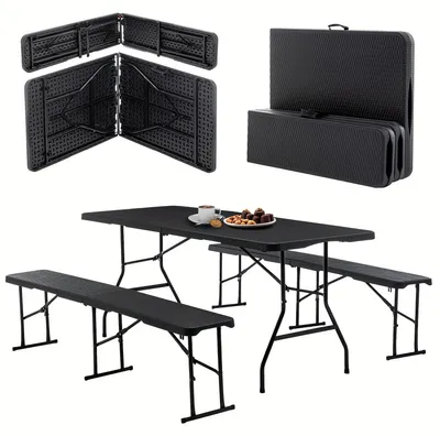 Immagine prodotto di Set da giardino pieghevole - Tavolo buffet - Panchina da birra - Tavolo da campeggio - Tavolo da picnic - Spazio per 8 persone