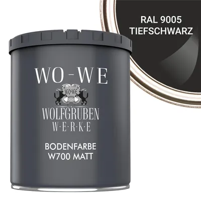Produktbild von Betonfarbe Bodenfarbe Bodenbeschichtung MATT W700 Schwarz RAL 9005 - 750ml