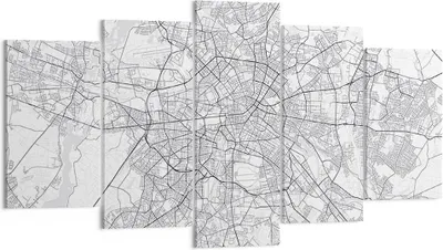 Produktbild von Bild auf Leinwand - Leinwandbild - 5 Teile - Stadt Karte Berlin - 160x85cm - Wand Bild - Wanddeko - Wandbilder - Leinwanddruck - Bilder - Wanddekoration - Leinwand bilder - Wandbild - EA160x85-4681