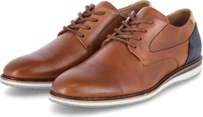 Zdjęcie produktu dla Niskie buty męskie Bullboxer brązowy niebieski gładka skóra ręcznie robioneRozmiar:42