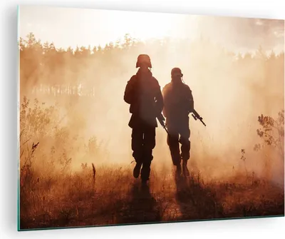 Produktbild von Bilder auf glas - Soldat Gewehr - 70x50cm - Glasbilder - Wandbilder - Bilder - Kunstdruck - zum Aufhängen bereit - Wanddekoration aus Glas - Glas Bilder - Wandbild auf Glas - Einteilig - GAA70x50-4043
