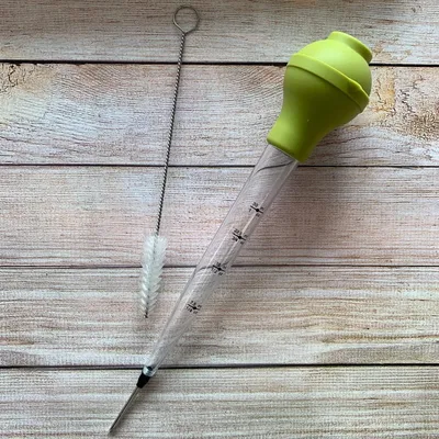 Bratenspritze Silikon/Edelstahl, Anisgrün, 1 Stück