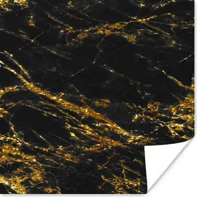 Produktbild von MuchoWow® Poster Marmor - Gold - Schwarz - Luxus 30x30 cm - Wandposter - Printing