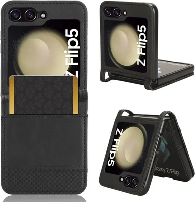 Produktbild von König Design Hülle kompatibel mit Samsung Galaxy Z Flip5 Kunstleder Handyhülle - Handy Case Schwarz
