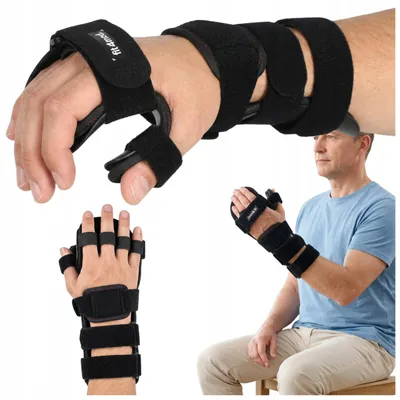 Immagine prodotto di FIT4MED | Ortesi per il polso con supporto per mano e avambraccio, stecca con supporto per il pollice, rigida, destra, M