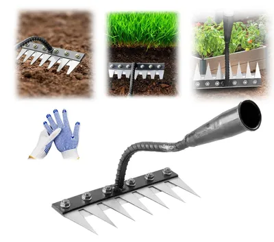 Productafbeelding van Robuuste tuinschep met 7 tanden, geschikt voor gazononderhoud en tuinieren
