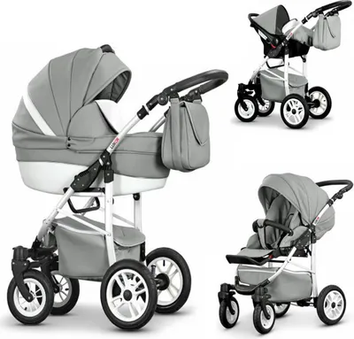 Produktbild von Kinderwagen-Set Craft Eco 4 in 1 in Grau-Weiß - 16 Teile - in 16 Farben erhältlich