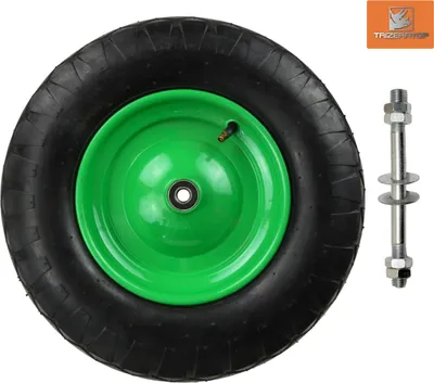 Image de Roue de rechange de brouette avec essieu 400/-8 / 4PR Roue gonflable