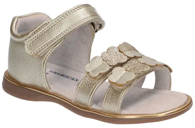 Produktbild von American Club AK03, Mädchen Sandalen Klettverschluss Leder-Einlegesohle Fersenkappe bequem, Gold 26
