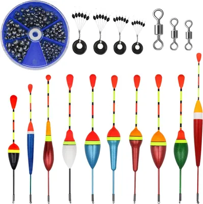 Produktbild von Set von 10 Schwimmern, 205 Teile, 5 Größen, Rot, Angelzubehör, für Forellenangeln