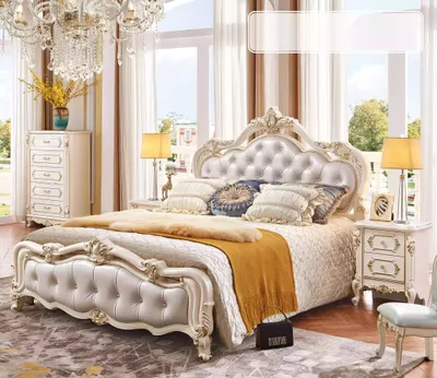 Produktbild von Schlafzimmer Set Chesterfield Bett + 2x Nachttische Holz JVmoebel