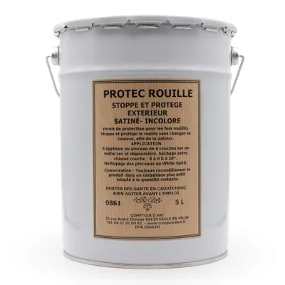 Image de Comptoir D'Art - Vernis de Protection (0861) Pour Métaux Ferreux - Antirouille - Protection Corrosion - Vernis Métal (Satin, 5L)