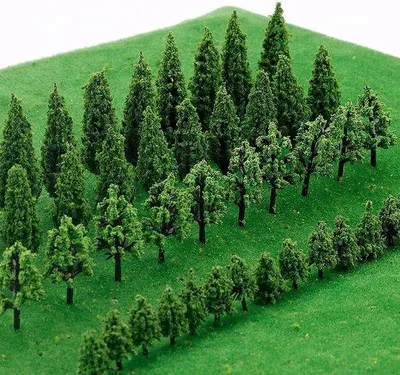 Produktbild von 25 Miniaturbäume für Dioramen, Modelleisenbahnen, grün, DIY Landschaften