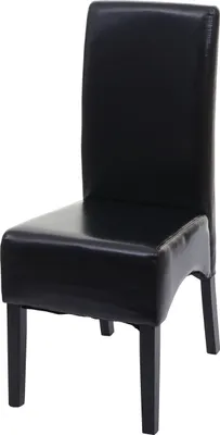 Image de Chaise de salle à manger Latina, chaise de cuisine, cuir ~ noir, pieds foncés