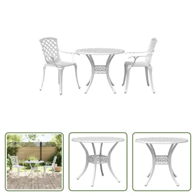 Obrázek produktu pro The Living Store 3dílný bistro set z bílého litého hliníku