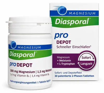 Zdjęcie produktu dla Magnesium-Diasporal pro Depot tabletki ułatwiające zasypianie z melatoniną i L-tryptofanem, 30 tabletek