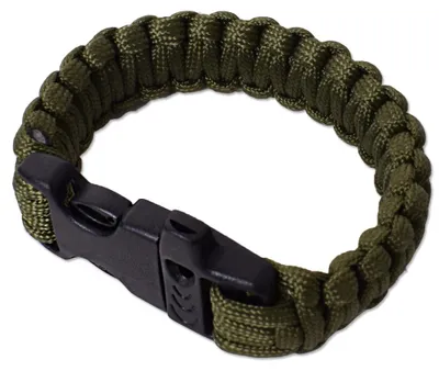 Produktbild von tevenger Paracord Survival Outdoor Armband Steckschließe Pfeife Fallschirmschnur Männer Herren Schmuck Men Bracelet 25cm grün