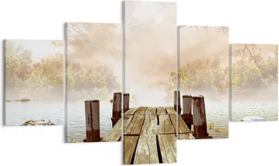 Produktbild von Bild auf Leinwand - Leinwandbild - Illustration herbst landschaft bäume - 125x70cm - Wand Bild - Wanddeko - Leinwanddruck - Bilder - Kunstdruck - Leinwand bilder - Wandkunst - EA125x70-2394