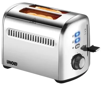 Obrázek produktu pro Unold 2er Retro, 2 krajíců, Nerezová ocel, Nerezová ocel, Knoflíky, Páčka, Otočné, Černá, 750 W
