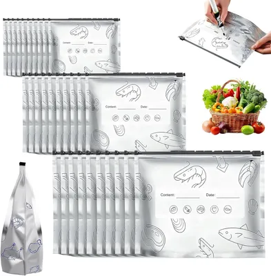 Produktbild von Aluminiumfolie Aufbewahrungsbeutel 30 Stk., mit Reißverschluss, Gefrierbeutel, für Lebensmittel