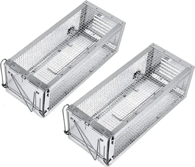 Produktbild von RatzFatz® 2x Lebendfalle Premium Mausefalle, Köder, Rattenfalle, Groß, XL, Profi, Garten & Haus, Tierfalle Set, ua Hasen & Hamster, Mehrfach, Lebend, Jagd, Käfig, Box, Aussen, Kastenfalle