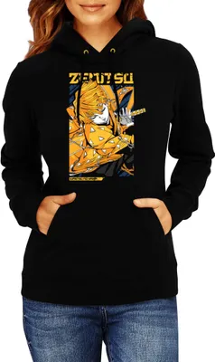 Produktbild von Damen Kapuzenpullover Japan Animation Manga Anime Comics Demon Anime Slayer Zenitsu Agatsuma, Lady 2XL / Schwarz