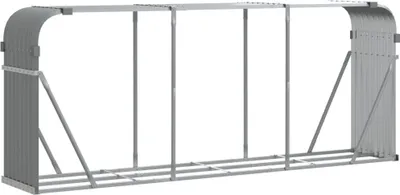 Image de vidaXL Abri pour bois de cheminée gris clair 234x45x100 cm Acier galvanisé
