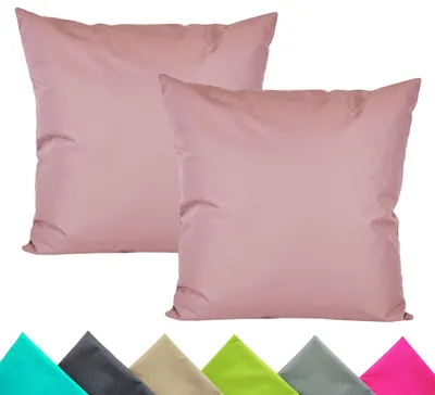 Produktbild von JACK 2er Set 40x40cm Outdoor Kissenhülle Kissenbezug Wasserfest Sitzkissen Lounge Kissen Garten Stuhl Lotus Effekt, Farbe:Altrosa