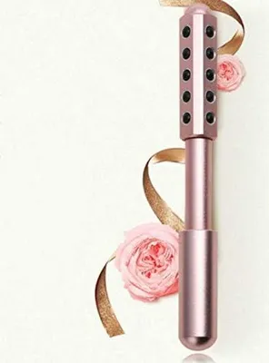 Produktbild von Strahlende Massagerolle aus Germanium-Stein für Gesicht, Augen und Körper zur Hautstraffung, Entschwellung, Linderung von Hautalterung und Verspannungen (Rosa)