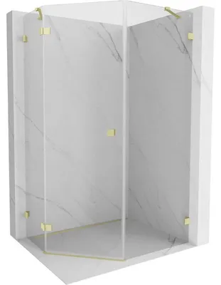 Obrázek produktu pro Mexen Lunar pentagonální sprchový kout s levým otočným křídlem 90 x 100 cm, transparentní, kartáčované zlato