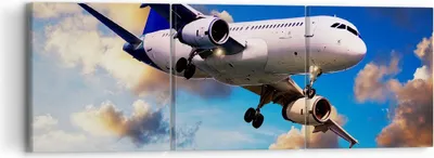 Produktbild von Bild auf Leinwand - Leinwandbild - Flugzeug Flug Reise Fahrzeug - 90x30cm - Wand Bild - Wanddeko - Leinwanddruck - Bilder - Kunstdruck - Wanddekoration - Leinwand bilder - Wandkunst - CA90x30-2445