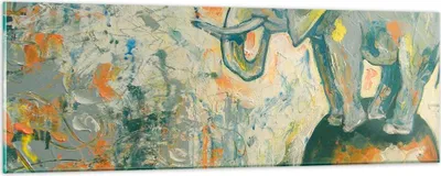 Produktbild von Bilder auf glas - Elefant Abstraktion - 90x30cm - Glasbilder - Wandbilder - Kunstdruck - zum Aufhängen bereit - Wanddekoration aus Glas - Glas Bilder - Wandbild auf Glas - Einteilig - GAB90x30-3566