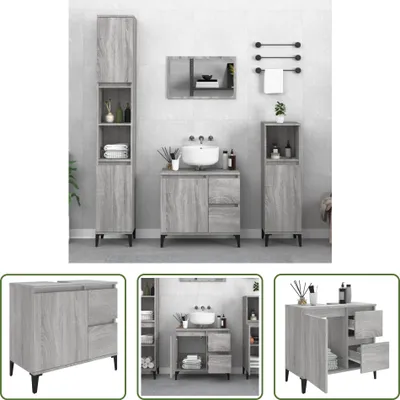 Produktbild von The Living Store Badschrank Grau Sonoma 65x33x60 cm Holzwerkstoff