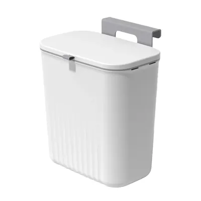 Produktbild von plasteo® Hängender Mülleimer 9 Liter für Küche Bad Haushalt zum Einhängen an Türen/Schubladen oder auf jeder glatten Fläche Biomüll Küchenabfall