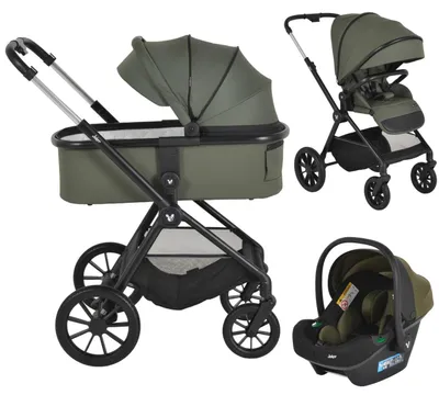 Produktbild von Cangaroo Joker Olivgrün 3-in-1 Kinderwagen inkl. Autokindersitz