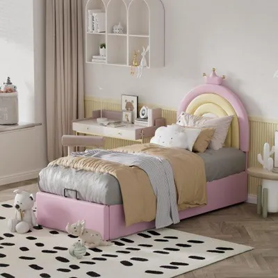 Produktbild von Kinderbett mit Holzlattenboden, 90x200 cm, einsetzbares Hauptbrett