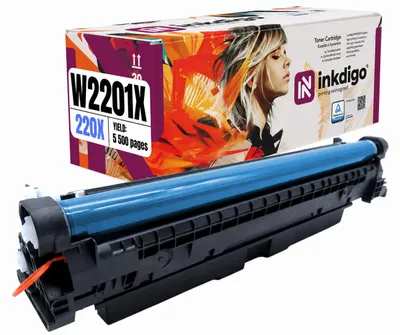 Produktbild von Inkdigo Toner W2201X ohne Chip für HP Color LaserJet Pro 4202, 4202dn, 4202dw, 4202dwe – Cyan, 5500 Seiten,, KI-generiertes Bild