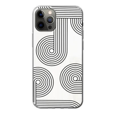 Produktbild von MuchoWow® Handyhülle Schutzhülle Hülle für iPhone 12 Pro Abstrakt - Schwarz - Weiß - Kreis Silikon Softcase Handy Hülle - Abdeckung