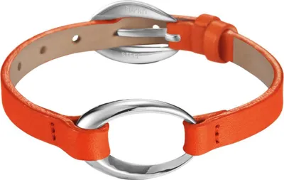 Produktbild von Esprit Armband Lederband Edelstahl Orange Silber 20cm Dornschließe ESBR11423F200