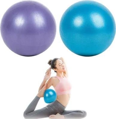 Zdjęcie produktu dla Piłka do pilatesu 25 cm – mała i przenośna – piłka do jogi – piłka równoważna do uprawiania sportu – odpowiednia do pilatesu, jogi, gimnastyki, fitnessu (fioletowa/niebieska)
